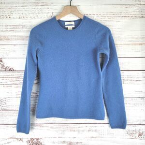 Fiona 100% 2 Ply Cashmere Women Size 8 XS Blue Lightweight Crew Neck Sweater